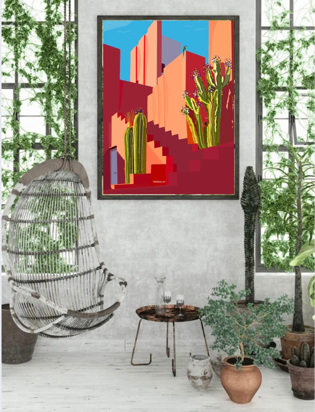 Des cactus, un oiseau et des couleurs chaudes pour votre intérieur 